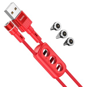 hoco-u98-3in1-sunway-multi-functional-magnetic-charging-cable-red