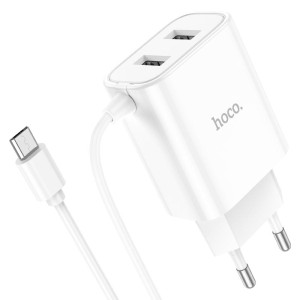 hoco-c103a-courser-dual-port-charger-with-built-in-musb-cable